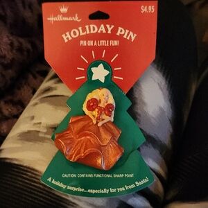Hallmark Holiday Pin - Green, Red & Gold Dress Tree Pin